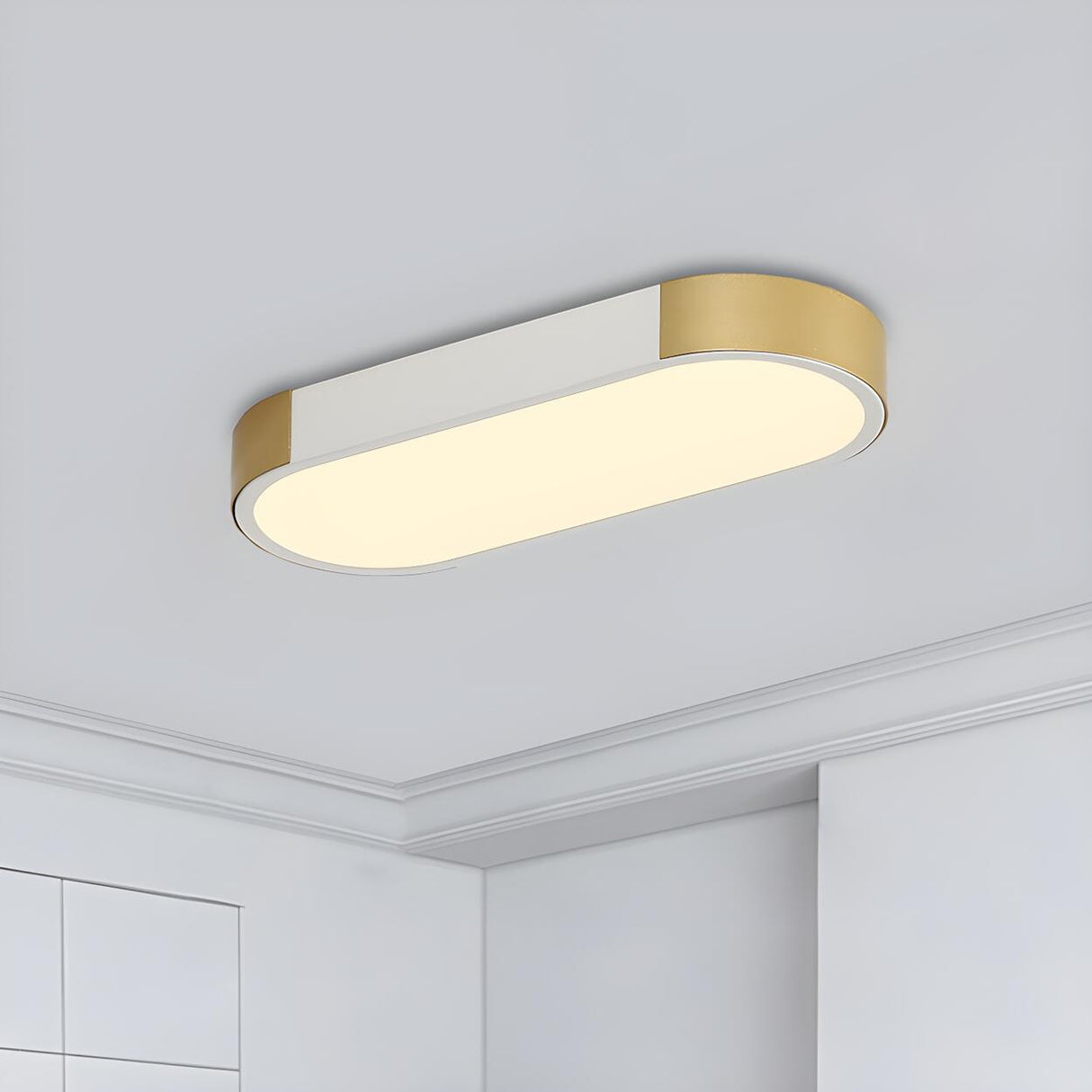 Mini White Gold Geometric LED Flush Mount Ceiling Light Image - 1