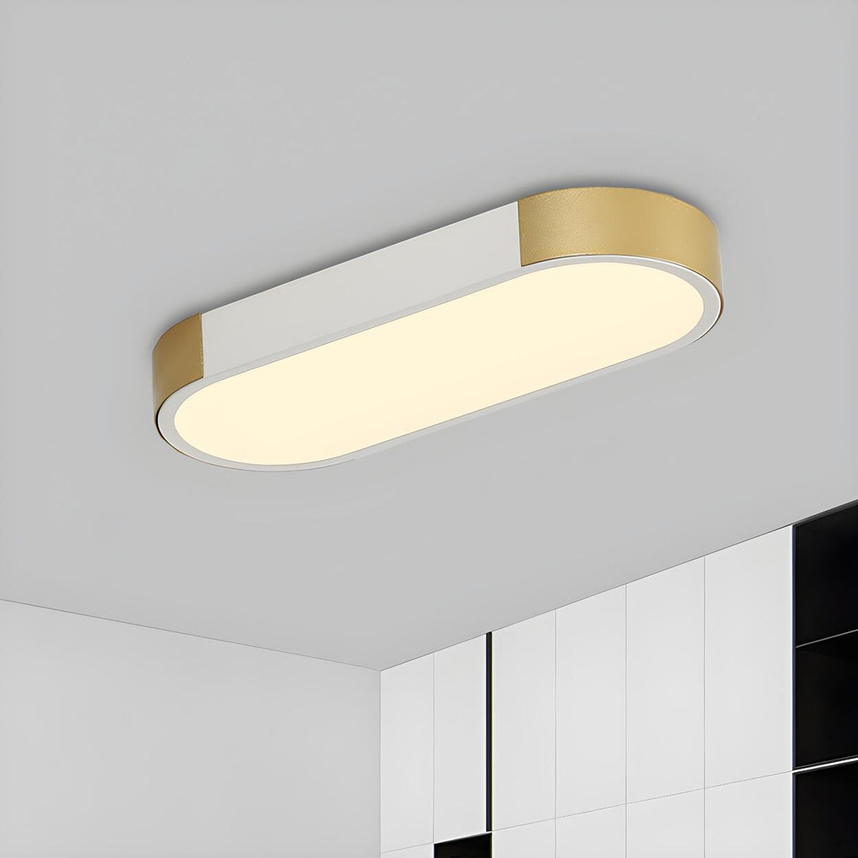 Mini White Gold Geometric LED Flush Mount Ceiling Light Image - 2