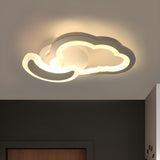 Mini White Moon Cloud LED Semi-Flush Mount Ceiling Lamp Image - 1