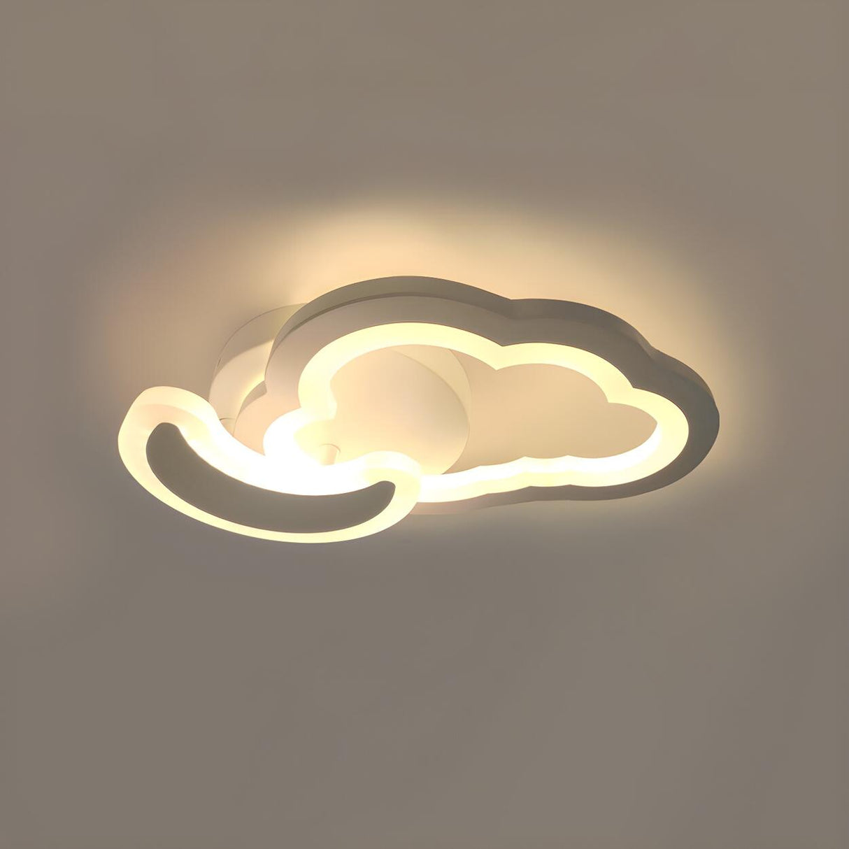 Mini White Moon Cloud LED Semi-Flush Mount Ceiling Lamp Image - 3