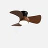 Mini Wooden 3-Blade Flush Ceiling Fan with LED Light Image - 2