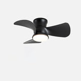 Mini Wooden 3-Blade Flush Ceiling Fan with LED Light Image - 5