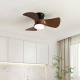 Mini Wooden 3-Blade Flush Ceiling Fan with LED Light Image - 6