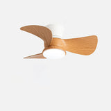 Mini Wooden 3-Blade Flush Ceiling Fan with LED Light Image - 7