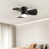 Mini Wooden 3-Blade Flush Ceiling Fan with LED Light Image - 8