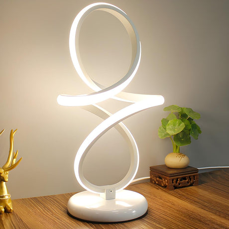 Minimalism White Spiral Metal LED Decor Table Lamp Image - 1