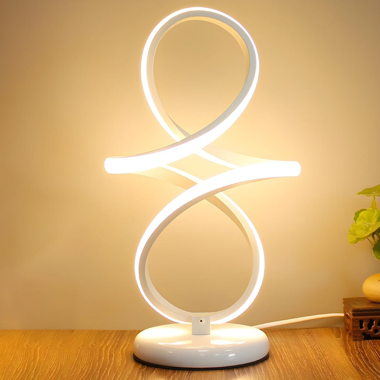 Minimalism White Spiral Metal LED Decor Table Lamp Image - 2