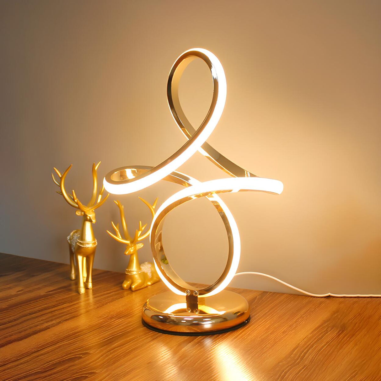 Minimalism White Spiral Metal LED Decor Table Lamp Image - 7