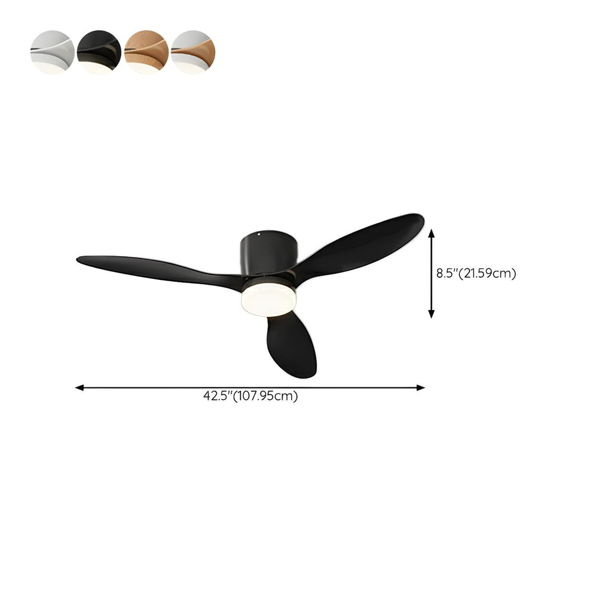 Minimalist 3-Blade Bedroom Floush Mount Ceiling Fan Light 