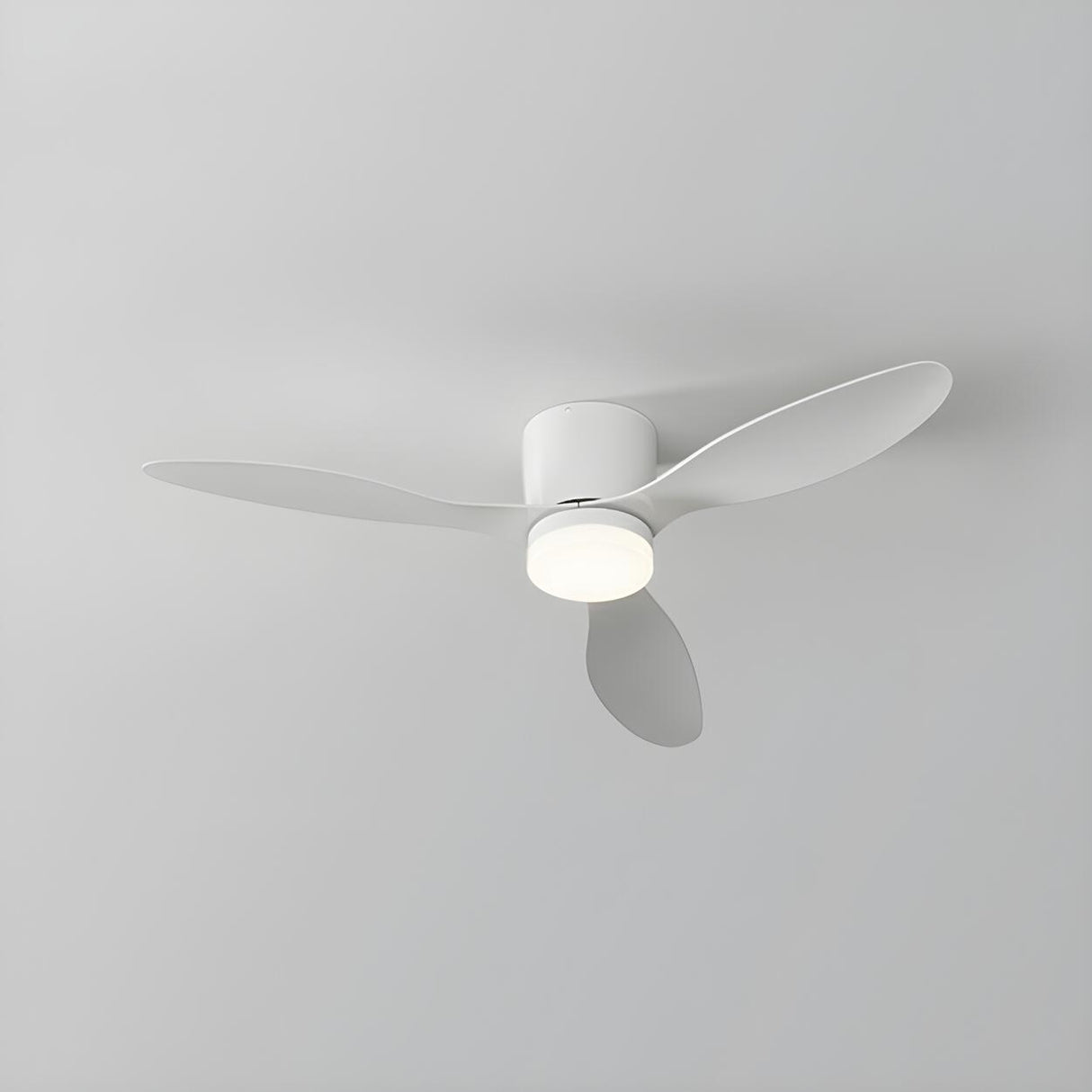 Minimalist 3-Blade Bedroom Floush Mount Ceiling Fan Light Image - 2