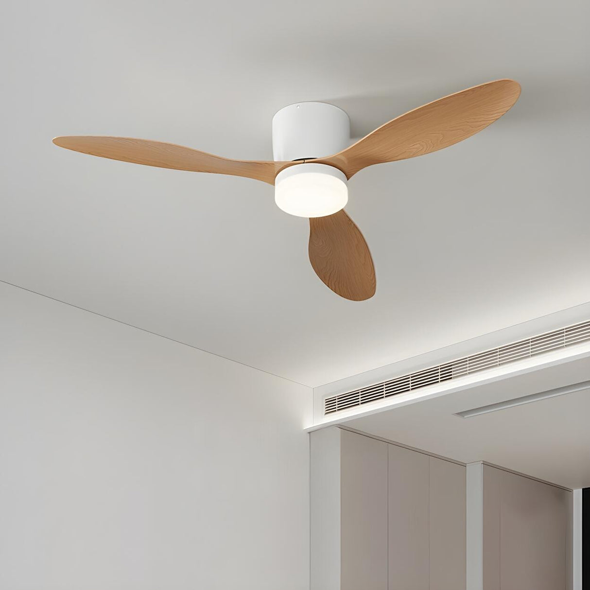 Minimalist 3-Blade Bedroom Floush Mount Ceiling Fan Light Image - 8