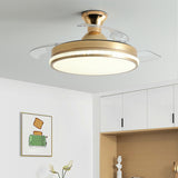 Minimalist 3 Blade Round Flush Mount Ceiling Fan Light Image - 15