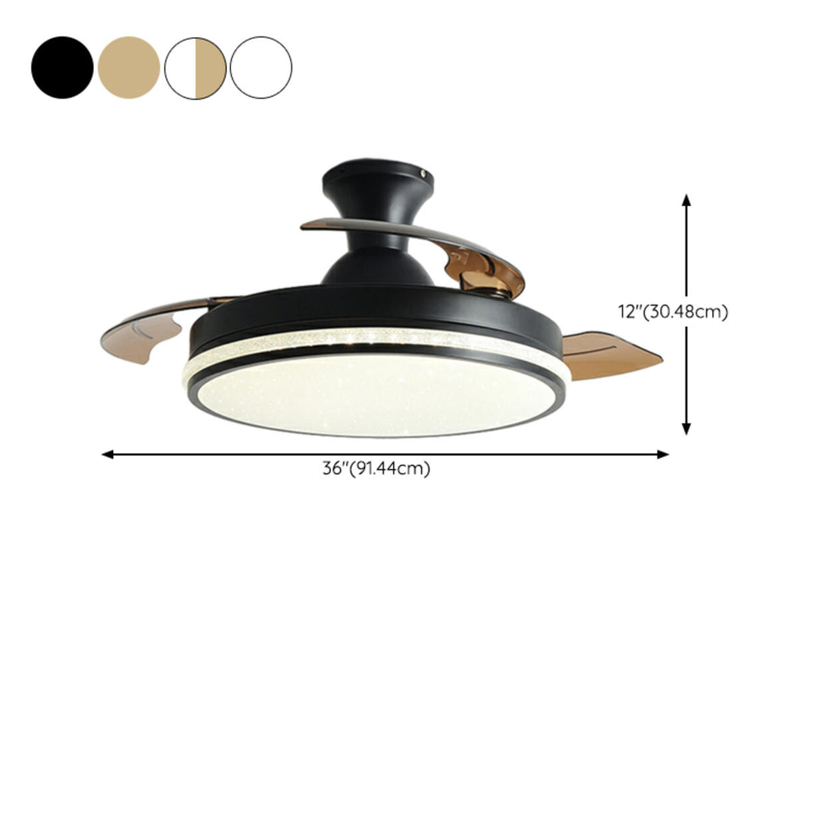 Minimalist 3 Blade Round Flush Mount Ceiling Fan Light 