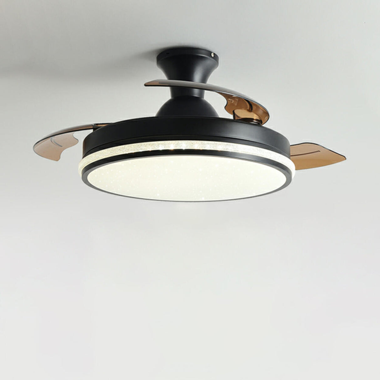 Minimalist 3 Blade Round Flush Mount Ceiling Fan Light Image - 2