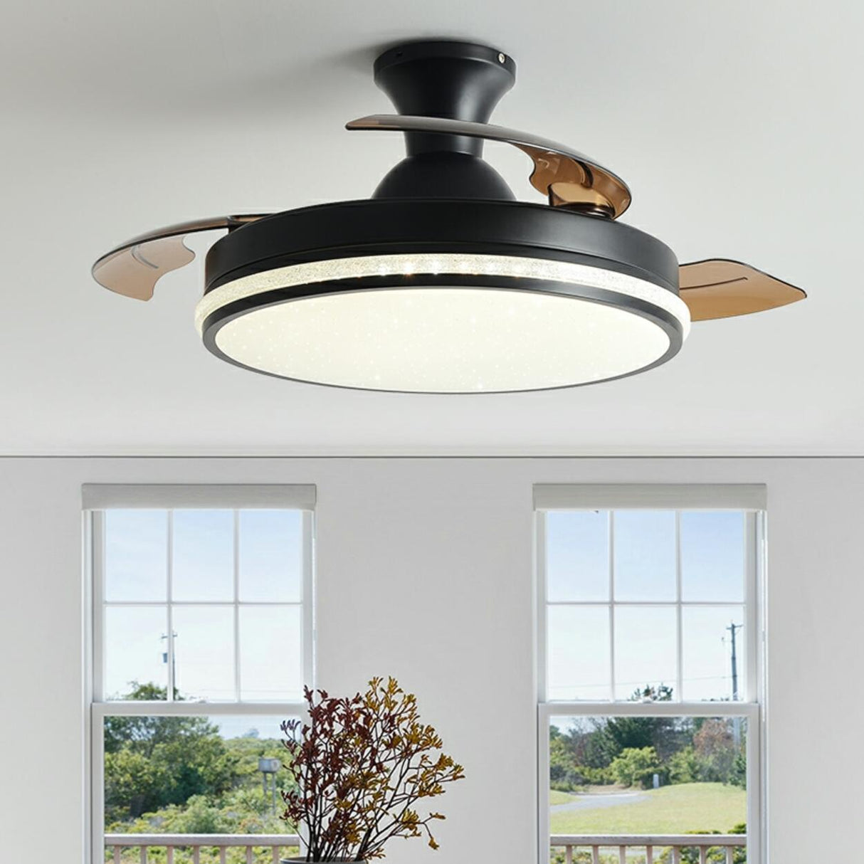 Minimalist 3 Blade Round Flush Mount Ceiling Fan Light Image - 4