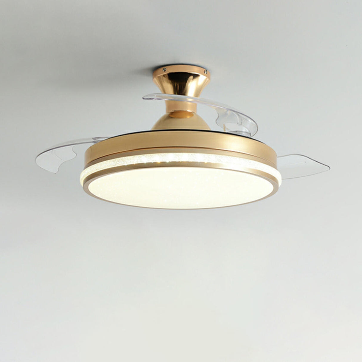 Minimalist 3 Blade Round Flush Mount Ceiling Fan Light Image - 8