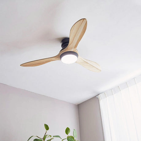 Minimalist 3-Blade Wooden Ceiling Fan with LED Light Image - 1