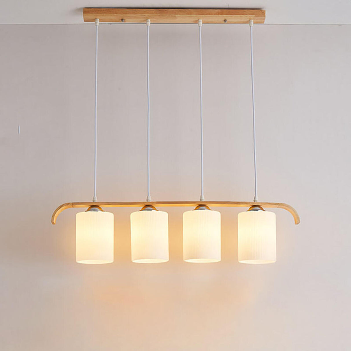 Minimalist 3-Light Cone Wooden Island Ceiling Light Image - 14