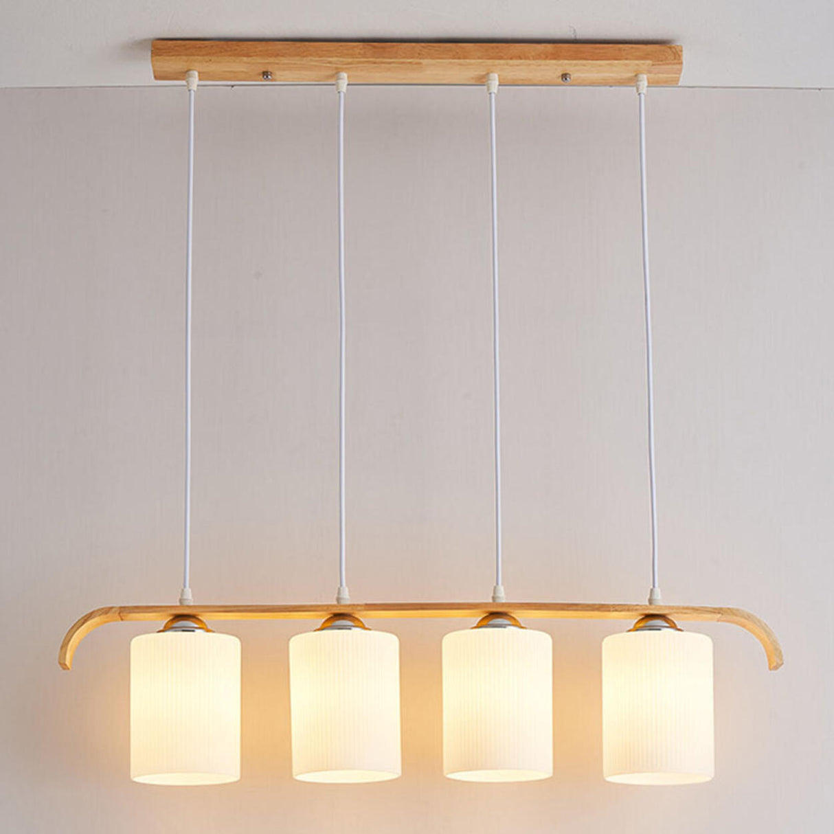 Minimalist 3-Light Cone Wooden Island Ceiling Light Image - 15