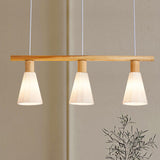 Minimalist 3-Light Cone Wooden Island Ceiling Light Image - 33