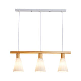 Minimalist 3-Light Cone Wooden Island Ceiling Light Image - 5