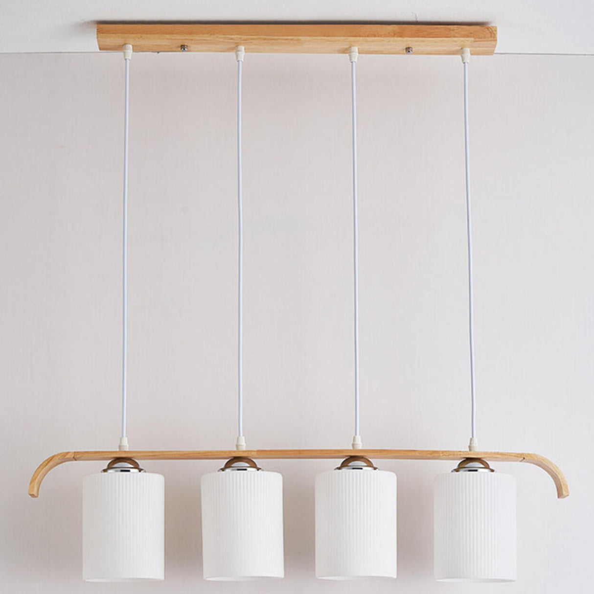 Minimalist 3-Light Cone Wooden Island Ceiling Light Image - 8