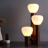 Minimalist 3-Light Glass Shades Brown Metal Table Lamp Image - 1