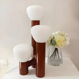 Minimalist 3-Light Glass Shades Brown Metal Table Lamp Image - 12