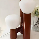 Minimalist 3-Light Glass Shades Brown Metal Table Lamp Image - 4