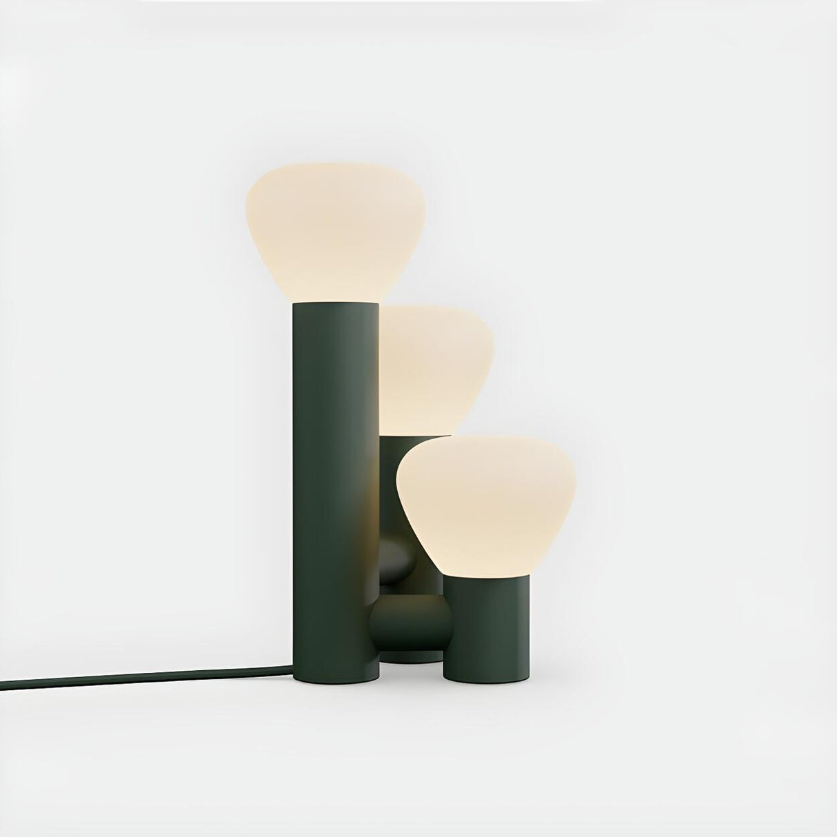 Minimalist 3-Light Glass Shades Brown Metal Table Lamp Image - 8