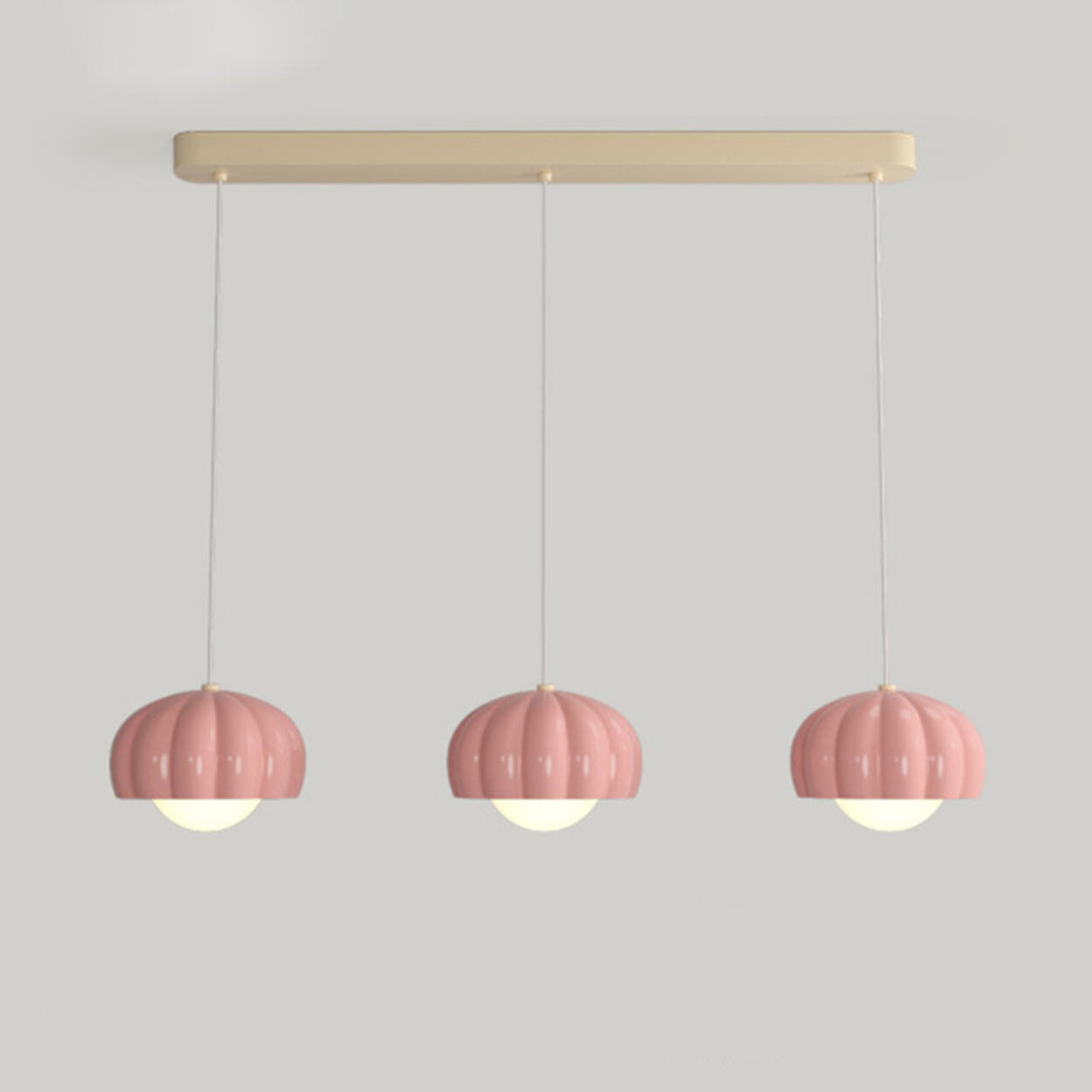 Minimalist 3 Lights Pink Dome Resin Pendant Light Image - 5