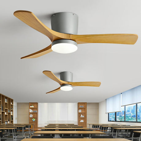 Minimalist 3 Solid Wood Blade LED Ceiling Fan Light Image - 2