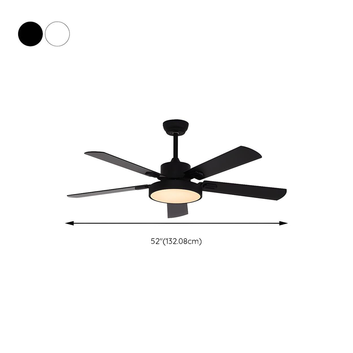 Minimalist 5-Blade Modern LED Ceiling Fan with Light 