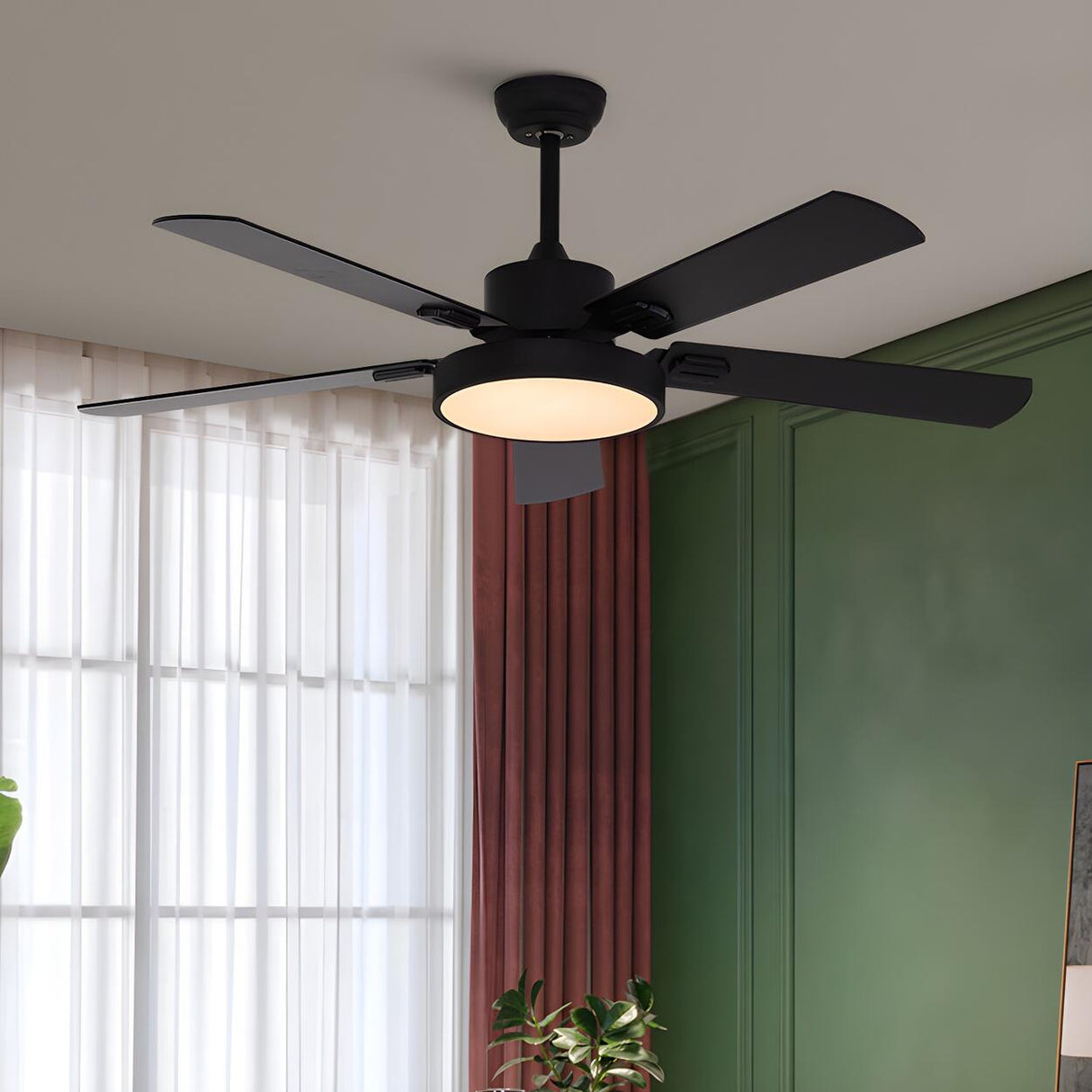 Minimalist 5-Blade Modern LED Ceiling Fan with Light Image - 3