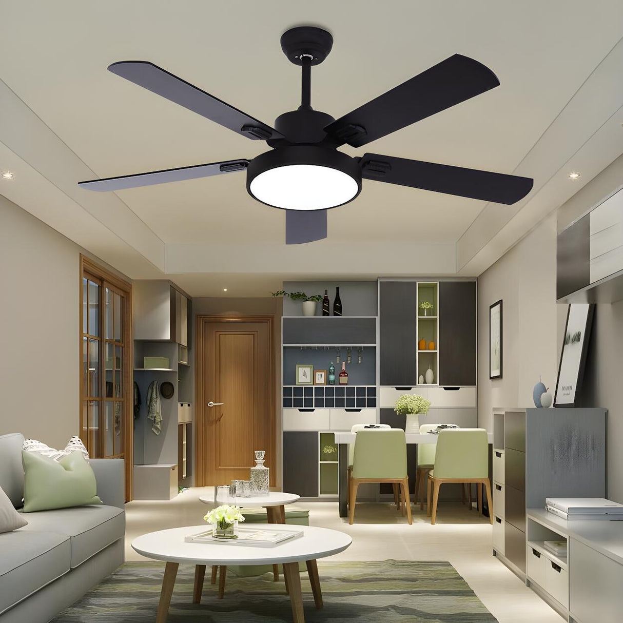 Minimalist 5-Blade Modern LED Ceiling Fan with Light Image - 5