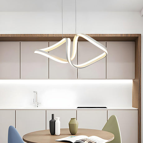 Minimalist Abstract LED Twisted Chandelier Dining Room Image - 1