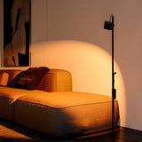 Minimalist Adjustable Black Cylinder Metal Floor Lamp Image - 1