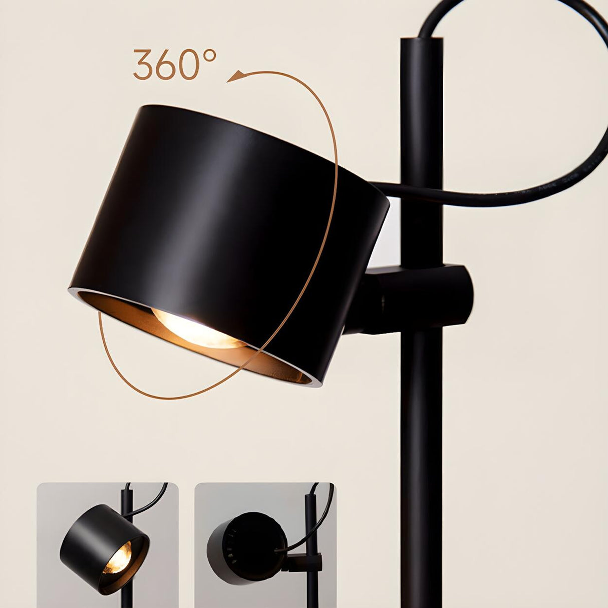 Minimalist Adjustable Black Cylinder Metal Floor Lamp Image - 10