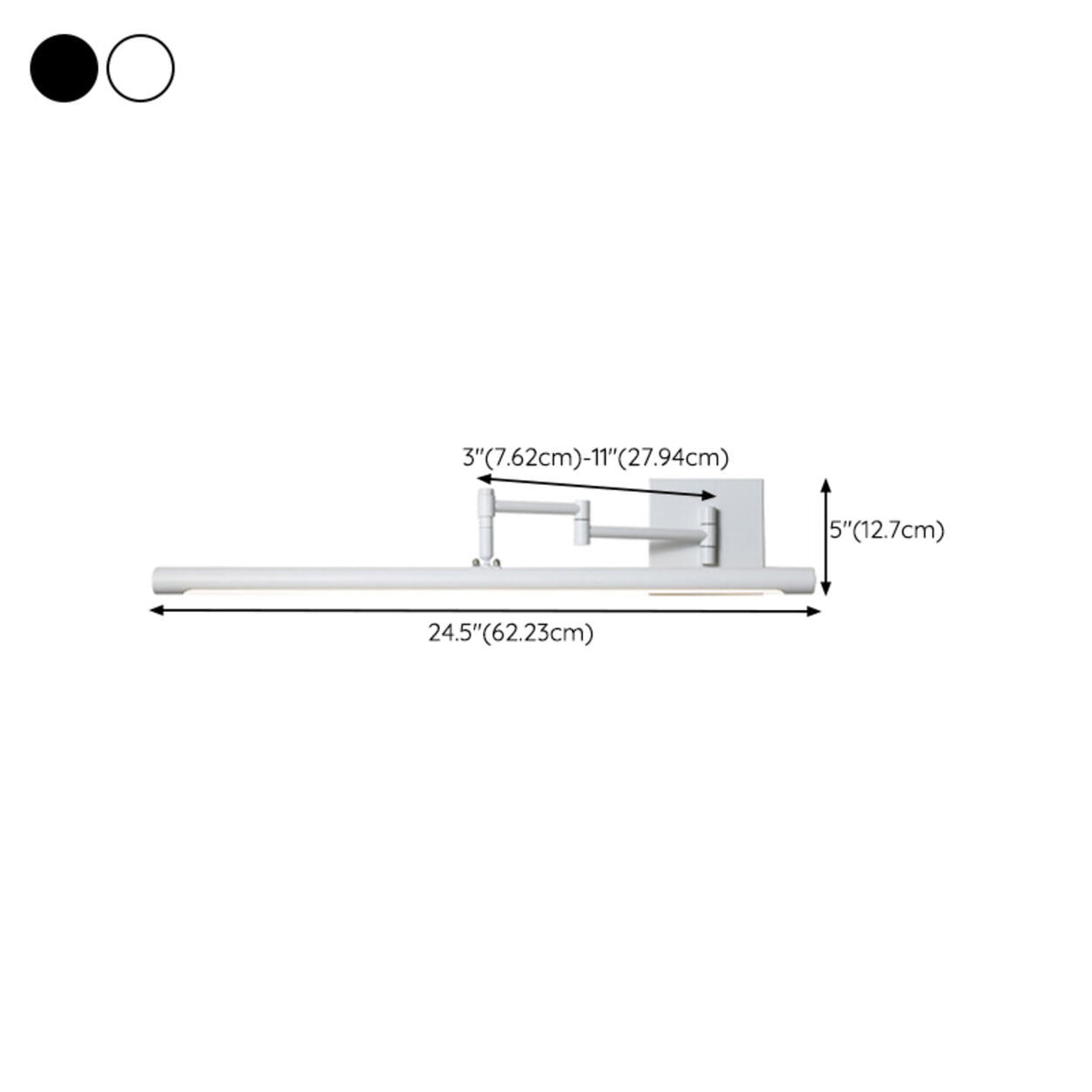 Minimalist Adjustable Black Cylinder Vanity Light Image - 18