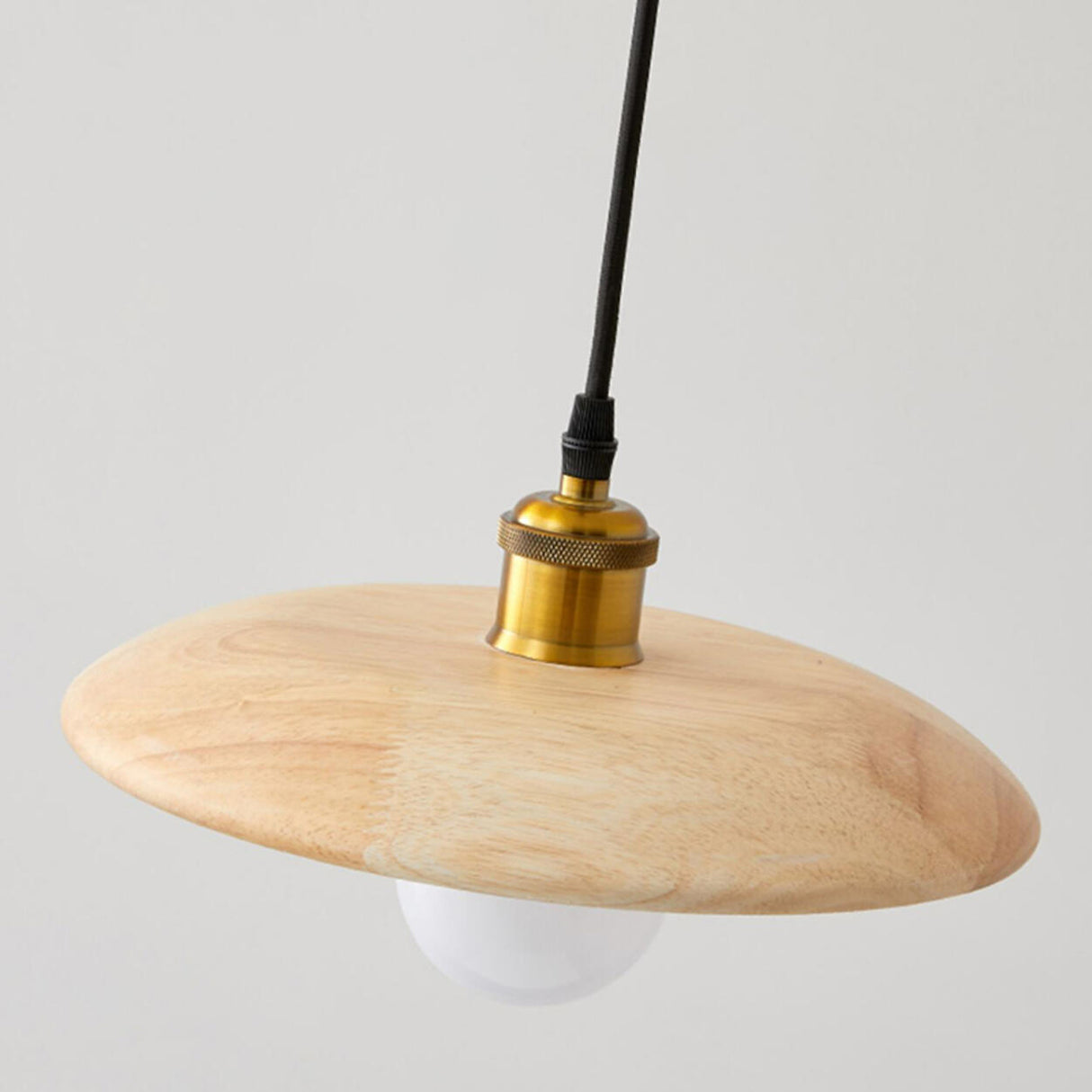 Minimalist Adjustable Cord Solid Wood Disc Pendant Light Image - 12