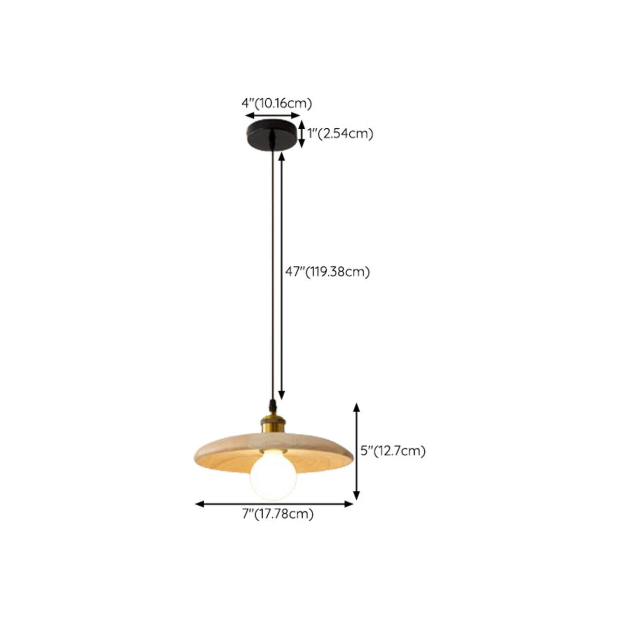 Minimalist Adjustable Cord Solid Wood Disc Pendant Light 