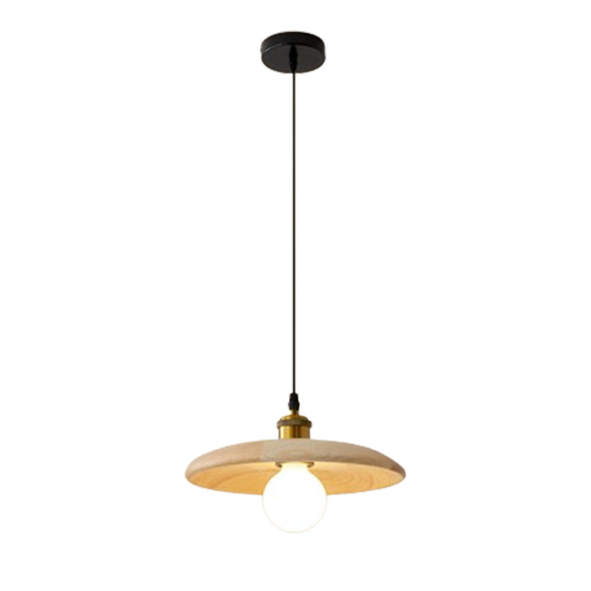 Minimalist Adjustable Cord Solid Wood Disc Pendant Light Image - 7