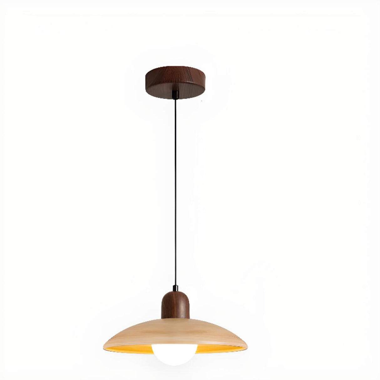 Minimalist Adjustable Height Wooden Pendant Light Image - 10