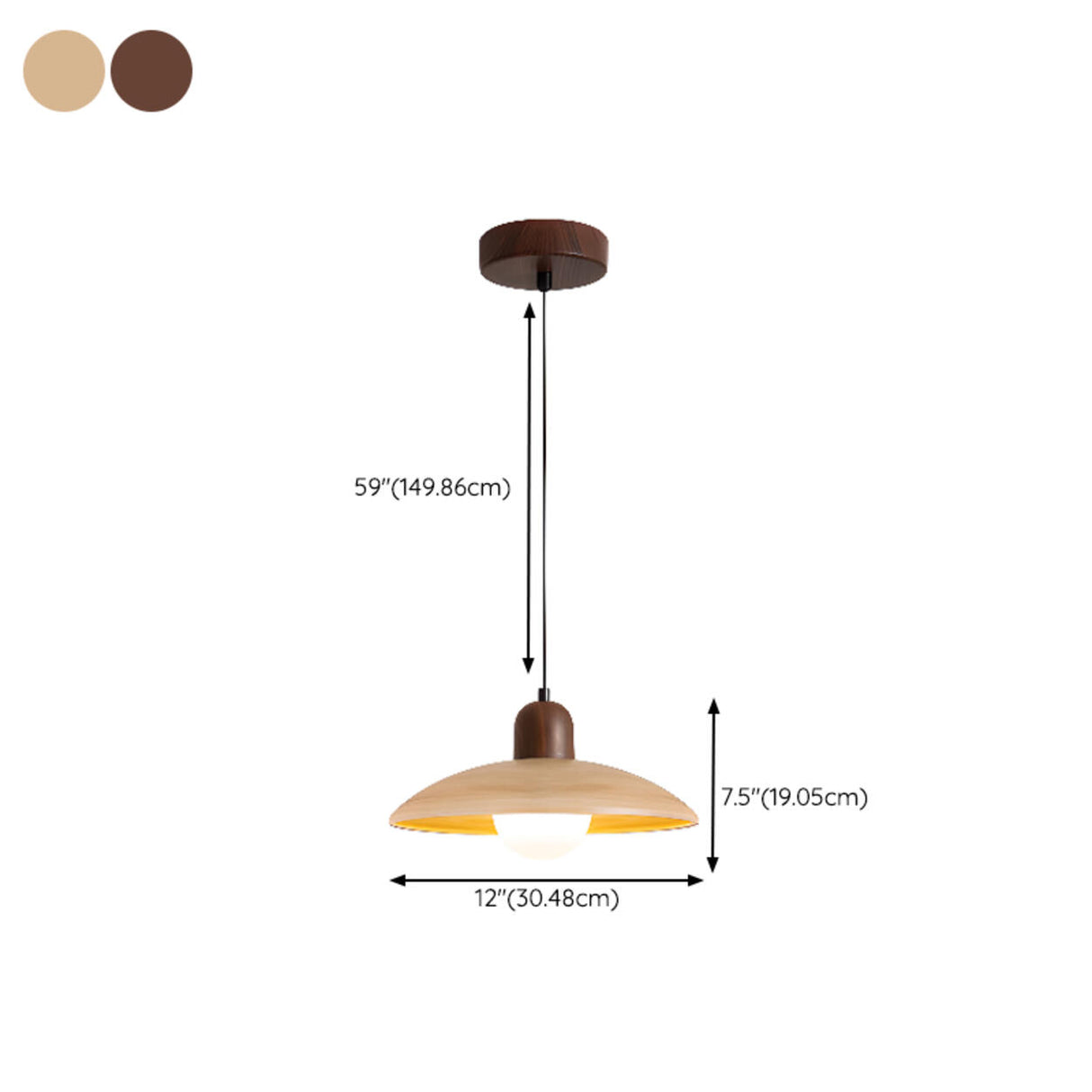 Minimalist Adjustable Height Wooden Pendant Light 