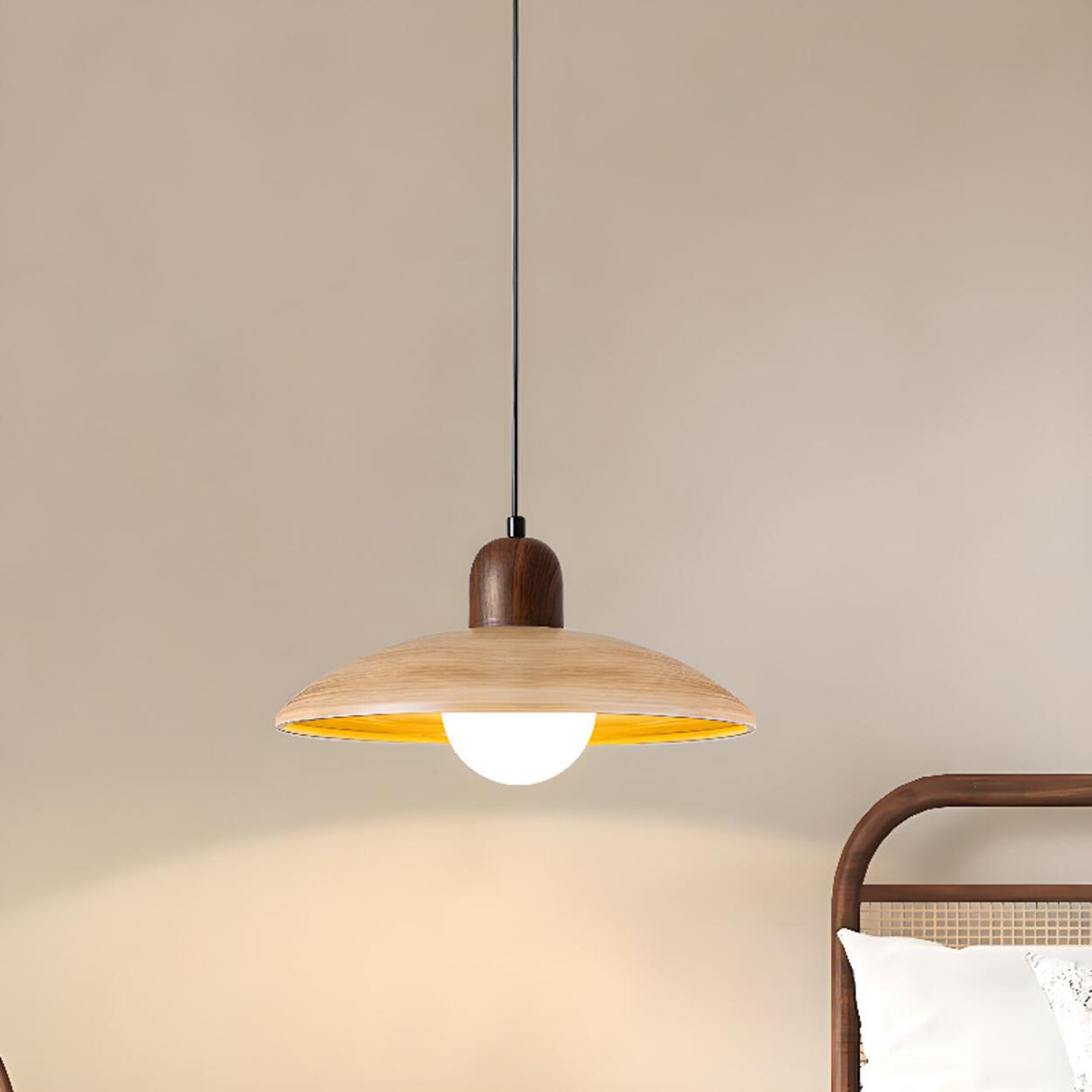 Minimalist Adjustable Height Wooden Pendant Light Image - 6