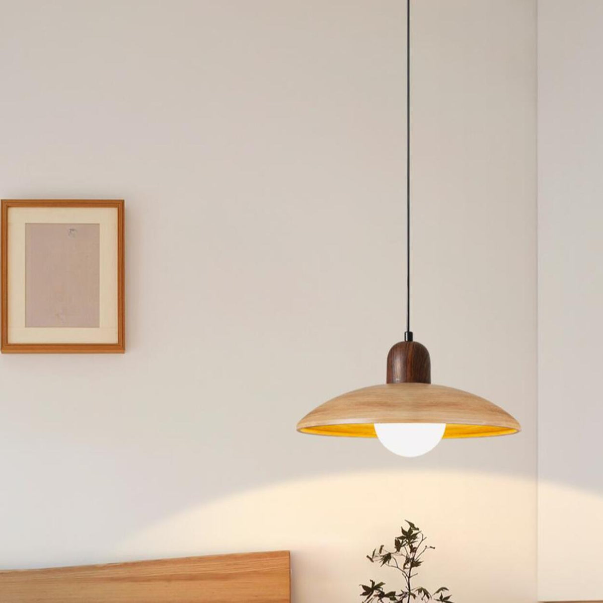 Minimalist Adjustable Height Wooden Pendant Light Image - 8