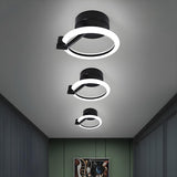 Minimalist Aisle Black Circle LED Semi-Flush Mount Lamp Image - 1