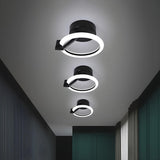 Minimalist Aisle Black Circle LED Semi-Flush Mount Lamp Image - 2