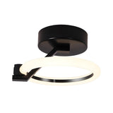 Minimalist Aisle Black Circle LED Semi-Flush Mount Lamp Image - 3