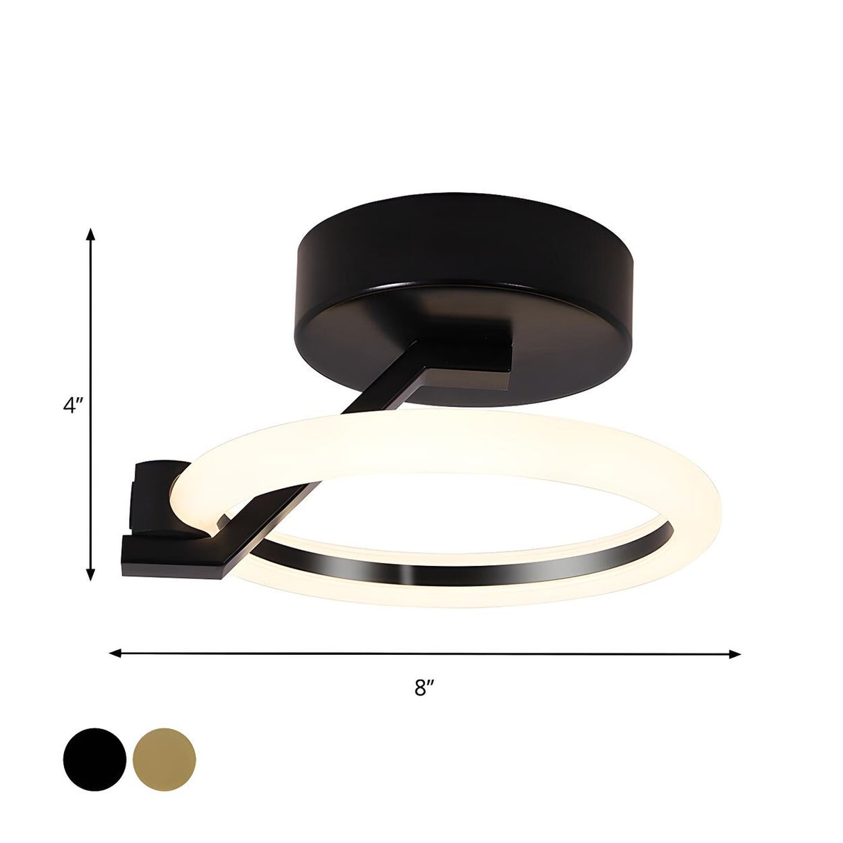 Minimalist Aisle Black Circle LED Semi-Flush Mount Lamp Image - 4